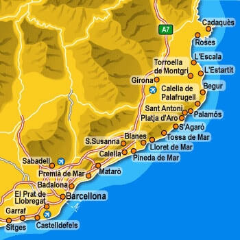 Map Costa Brava Spain